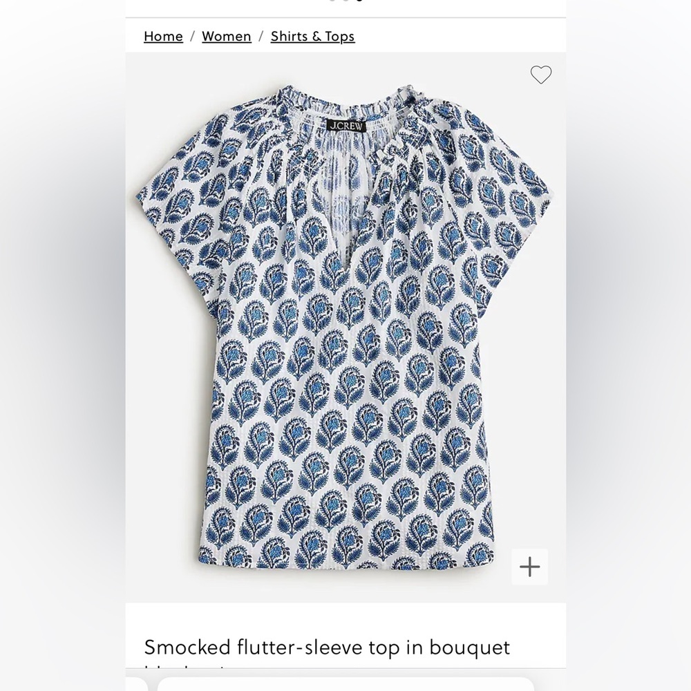 J.Crew Smocked Flutter Top
